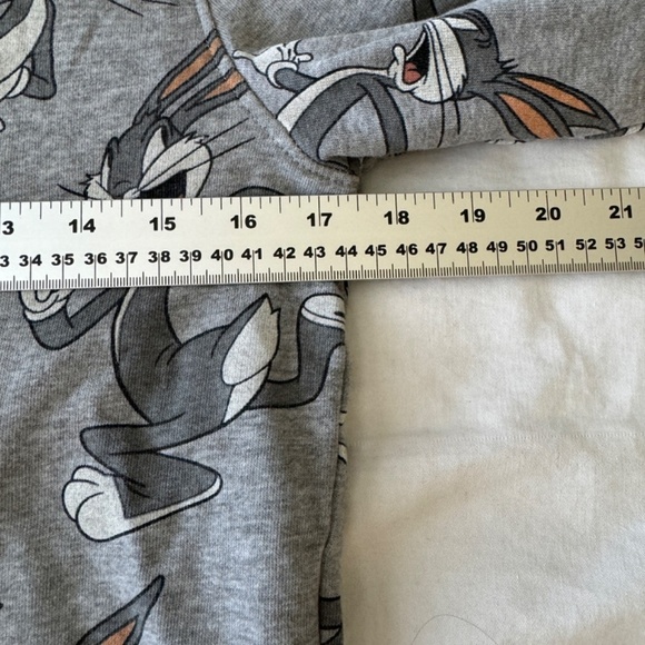 Looney Toons Kid's Bugs Bunny Long Sleeve Gray Pullover Hoodie Size XL (Kids) - Picture 7 of 11